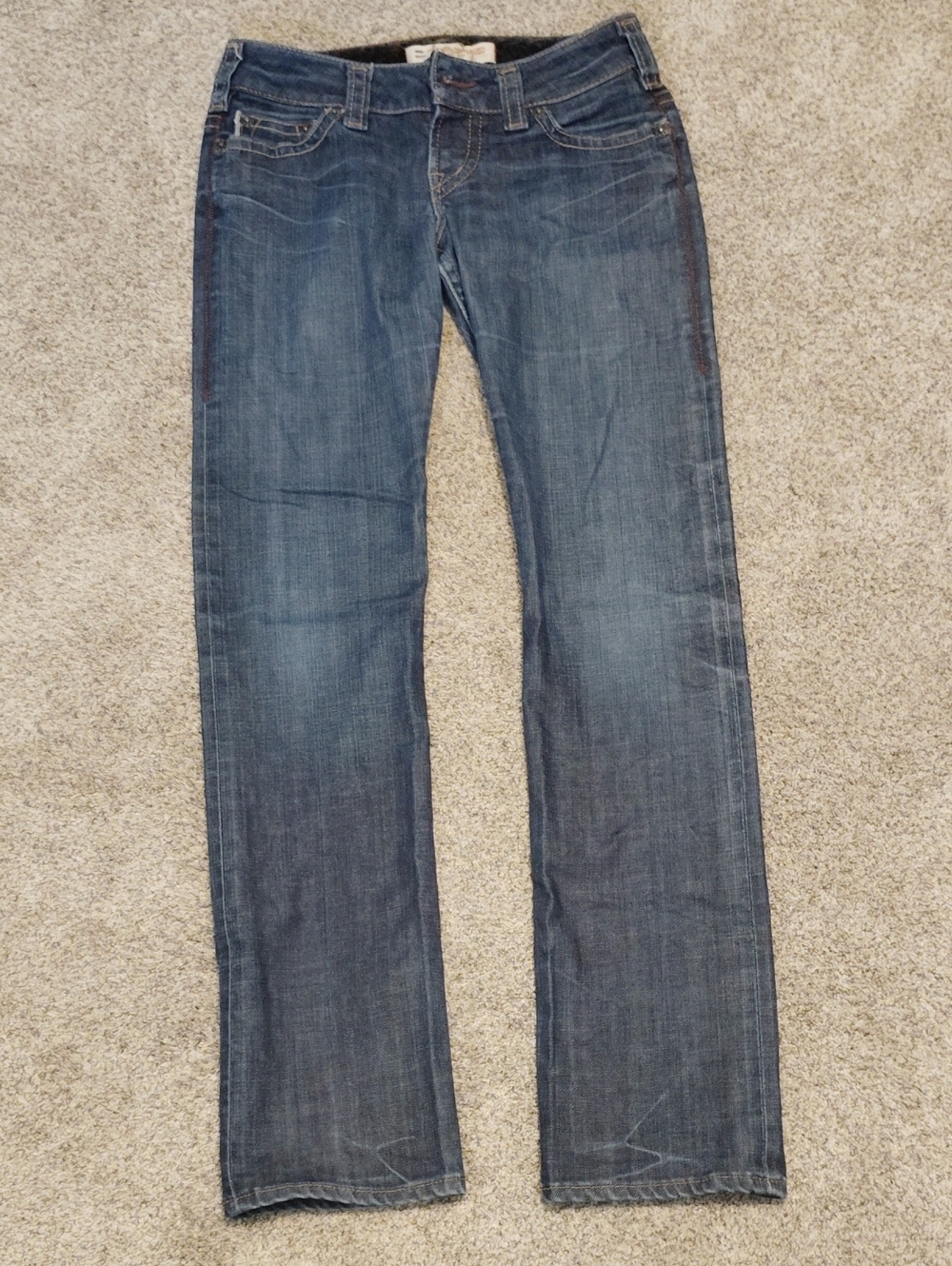 Mid-Rise Women's Straight-Leg Jeans in Dark Blue Wash